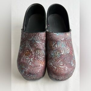 Sanita Purple/Burgundy Leather Danish Clogs Size 40